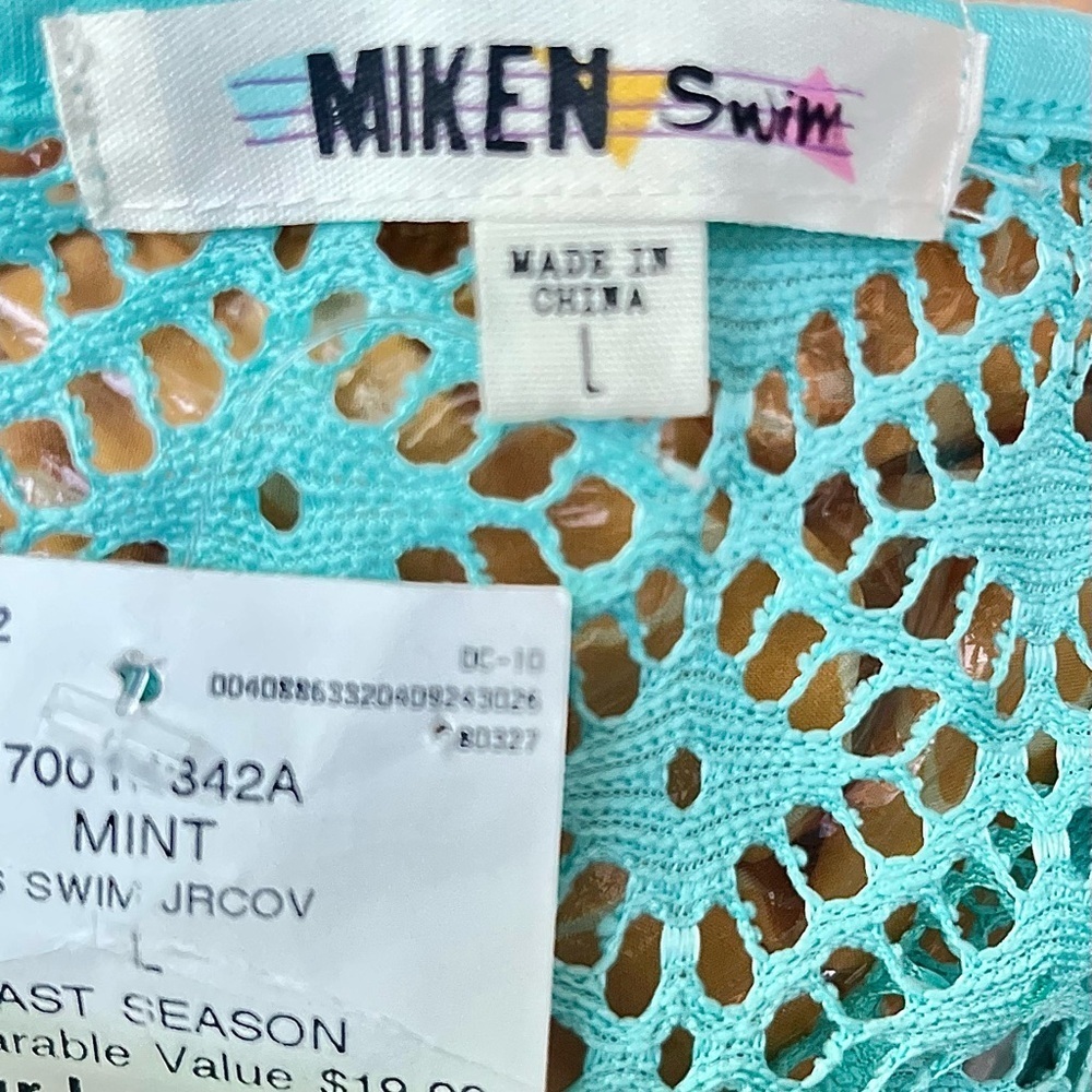 Turquoise Crochet Swimsuit Cover-Up Dress Size Large - Picture 4 of 5